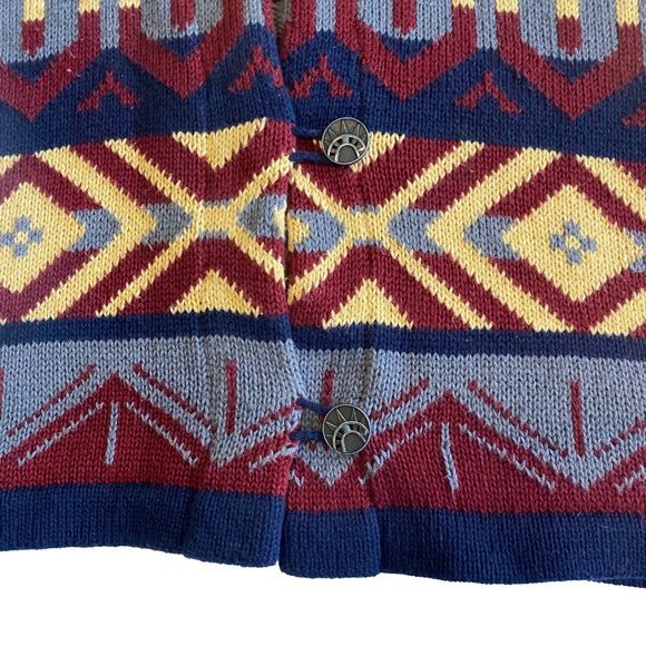 Vintage 80s/90s SAGE by Liz Ence Hand Loomed Art Deco Cotton Vest Grandpa Core M - Picture 5 of 10